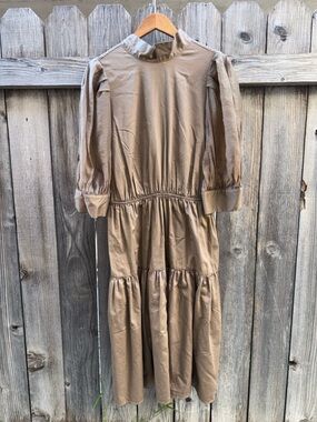 Prologue Women's Brown 3/4 Sleeve Prairie Tier Midi Dress Size XL